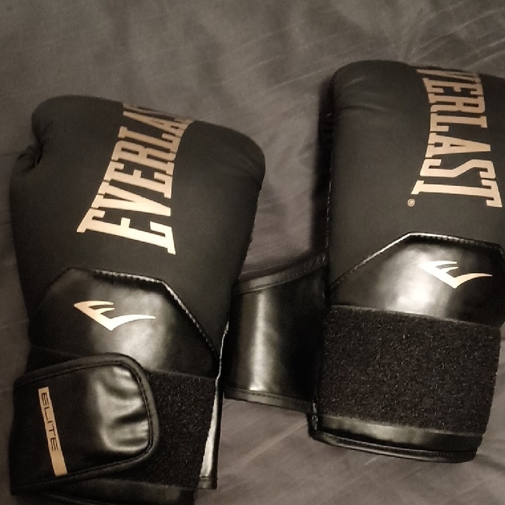 Everlast Elite Black and Gold Boxing Gloves